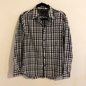 Black and white Banana Republic plaid button down